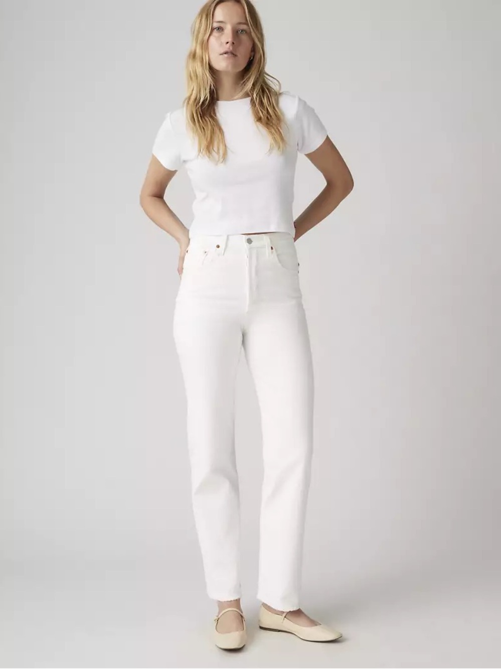 Levi’s Ribcage Straight in Disco Nights White Size 29
